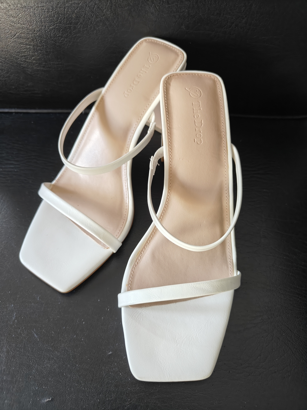 Minimalist Ivory Square-Toe Strappy Sandals